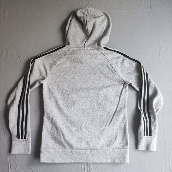 Adidas high neck hoodie women's size S grey with 3 black stripes - Picture 3 of 10